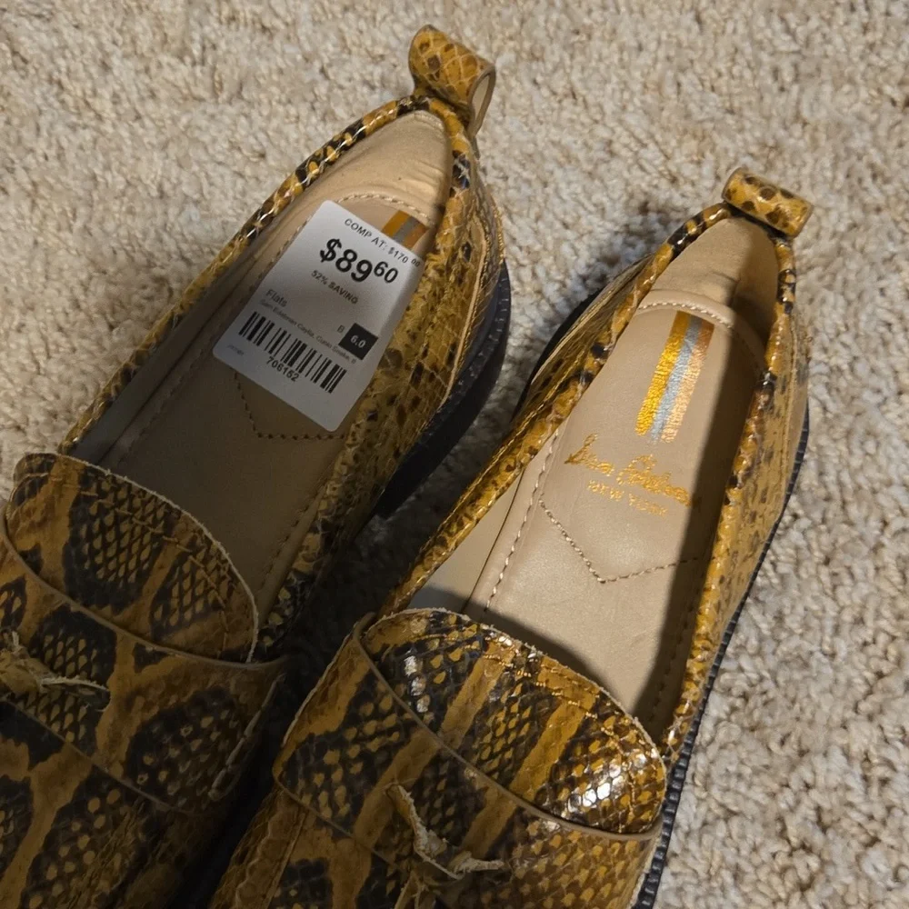 Sam‎ Edleman Leather Snakeskin Printed Loafers